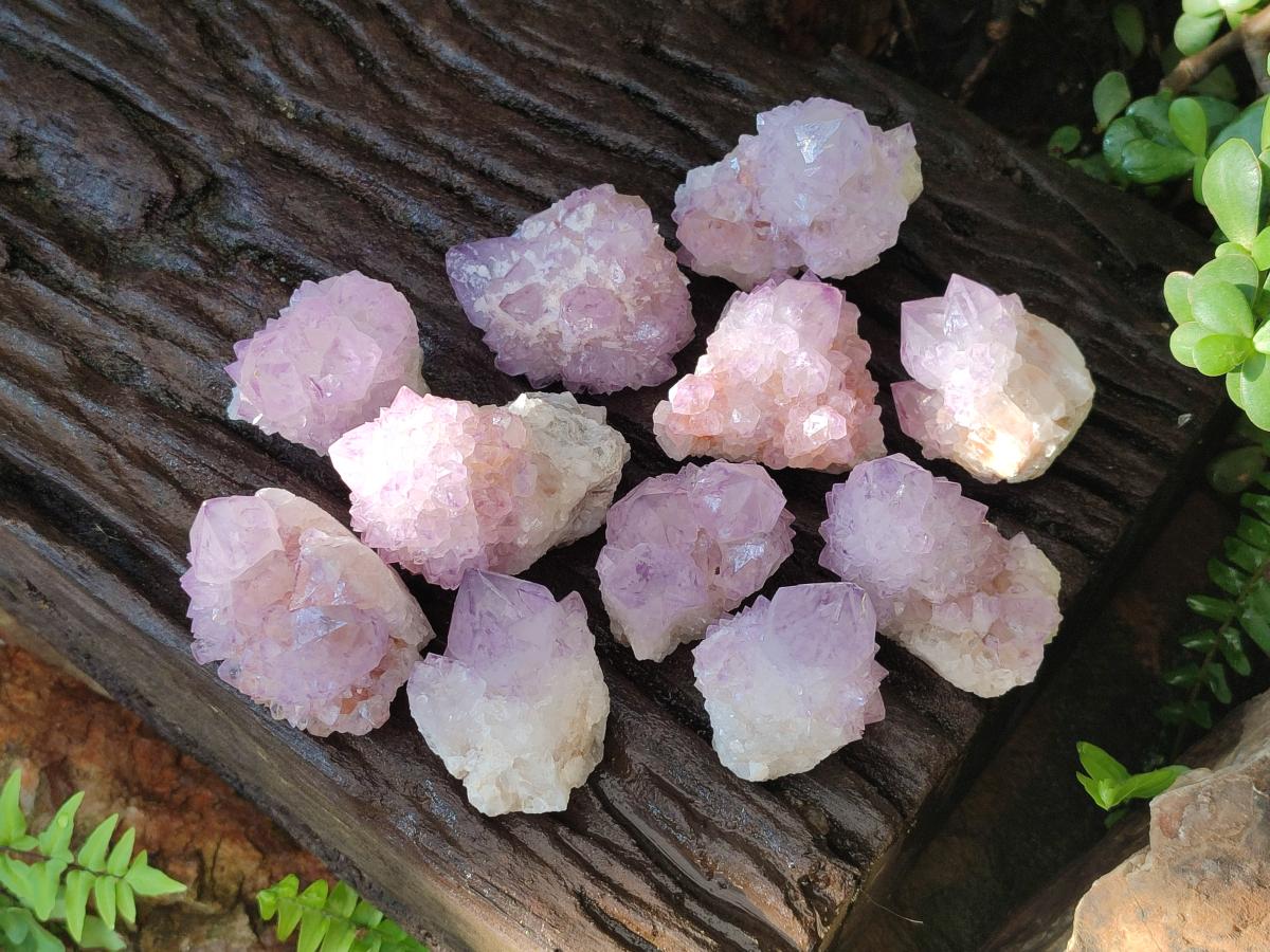 Natural Sunburst Amethyst Single Spirit Quartz Crystals x 12 From Boekenhouthoek, South Africa - Toprock Gemstones and Minerals 