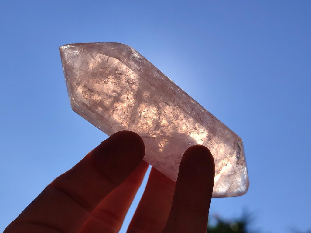 Polished Double Terminated Gemmy Rose Quartz Crystals x 12 From Madagascar - Toprock Gemstones and Minerals 