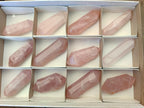 Polished Double Terminated Gemmy Rose Quartz Crystals x 12 From Madagascar - Toprock Gemstones and Minerals 