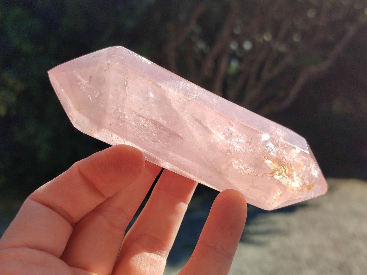 Polished Double Terminated Gemmy Rose Quartz Crystals x 12 From Madagascar - Toprock Gemstones and Minerals 
