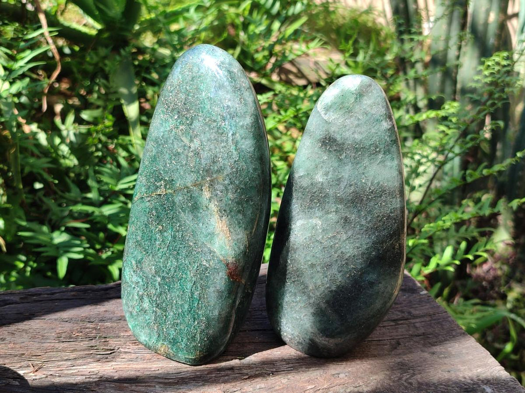 Polished Fuchsite Quartz with Pyrite Standing Free Forms x 2 From Andakatany, Madagascar - Toprock Gemstones and Minerals 