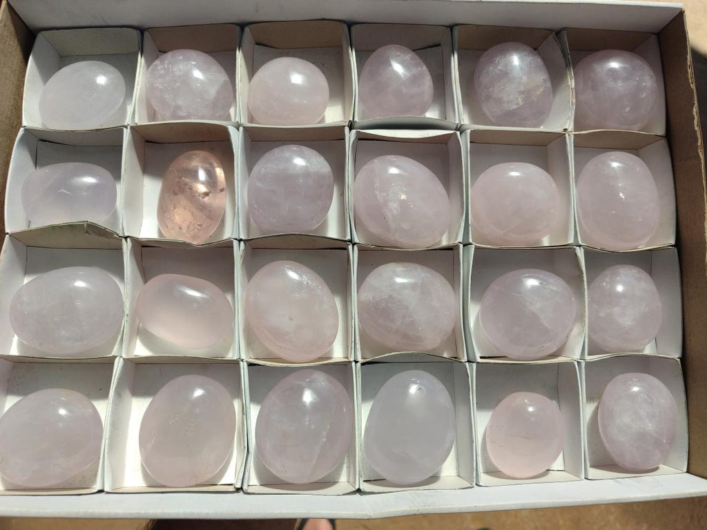 Polished Gemmy Lavender Rose Quartz Palm Stones x 24 From Madagascar - Toprock Gemstones and Minerals 