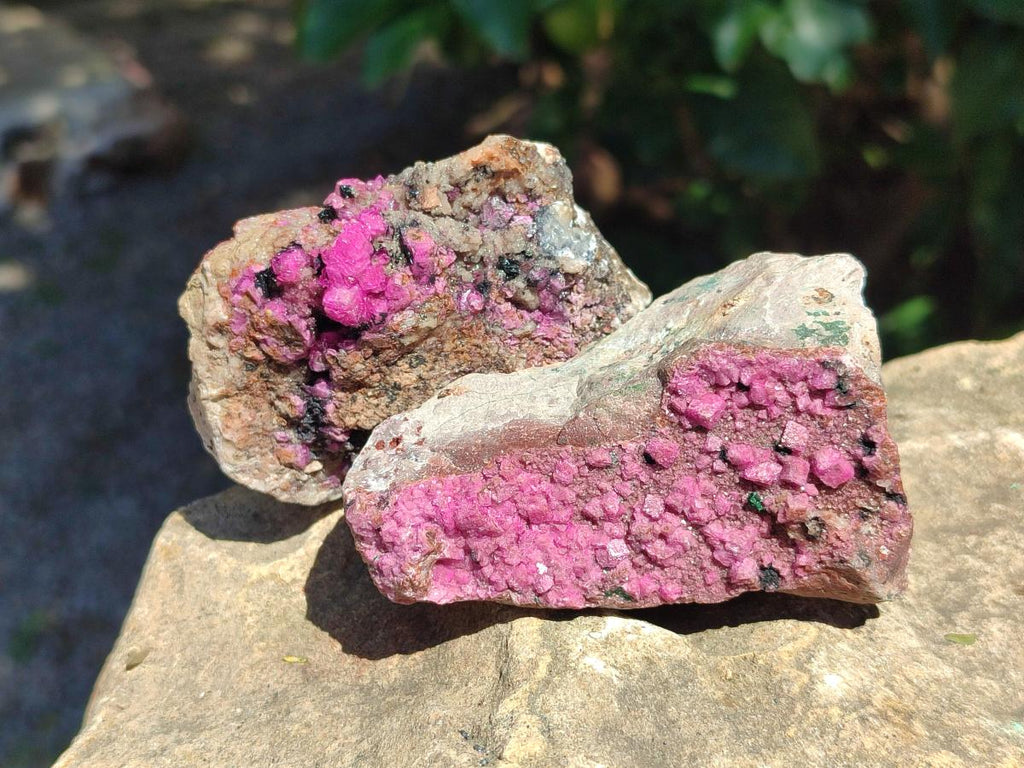 Natural Salrose Cobaltoan Dolomite with Malachite and Chrysocolla Specimens x 6 From Kakanda, Congo - Toprock Gemstones and Minerals 