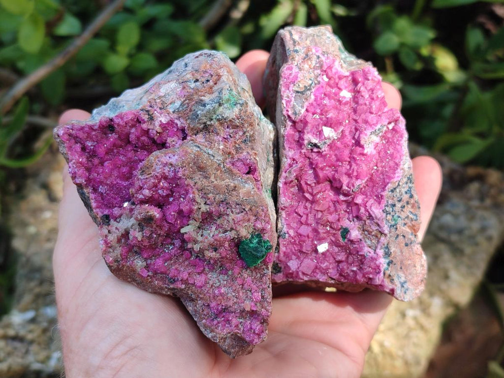 Natural Salrose Cobaltoan Dolomite with Malachite and Chrysocolla Specimens x 6 From Kakanda, Congo - Toprock Gemstones and Minerals 