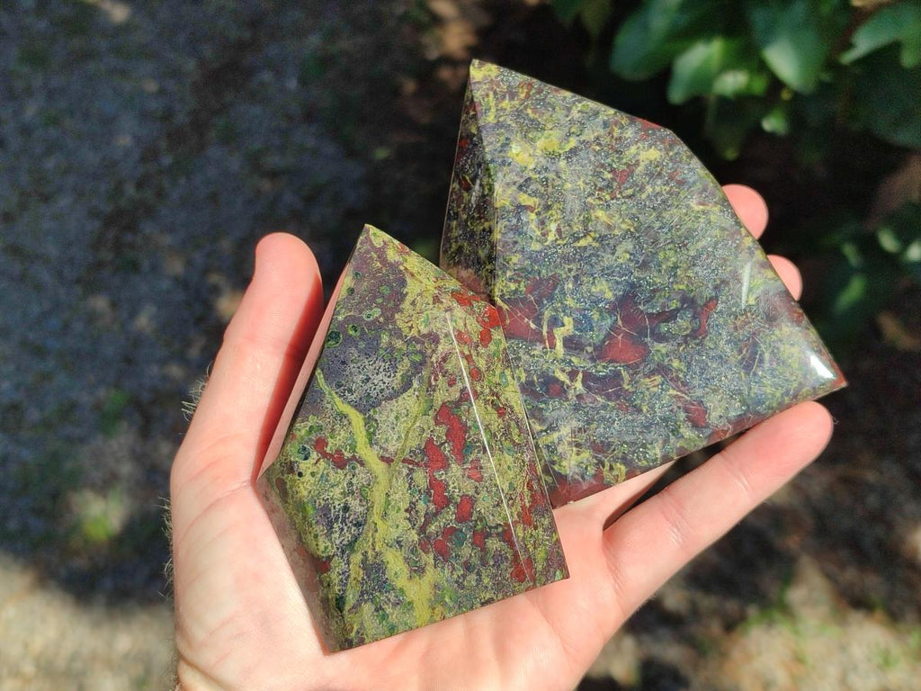 Polished Bastite Dragonsblood Stone Display Crystals x 3 From Tshipise, South Africa - Toprock Gemstones and Minerals 