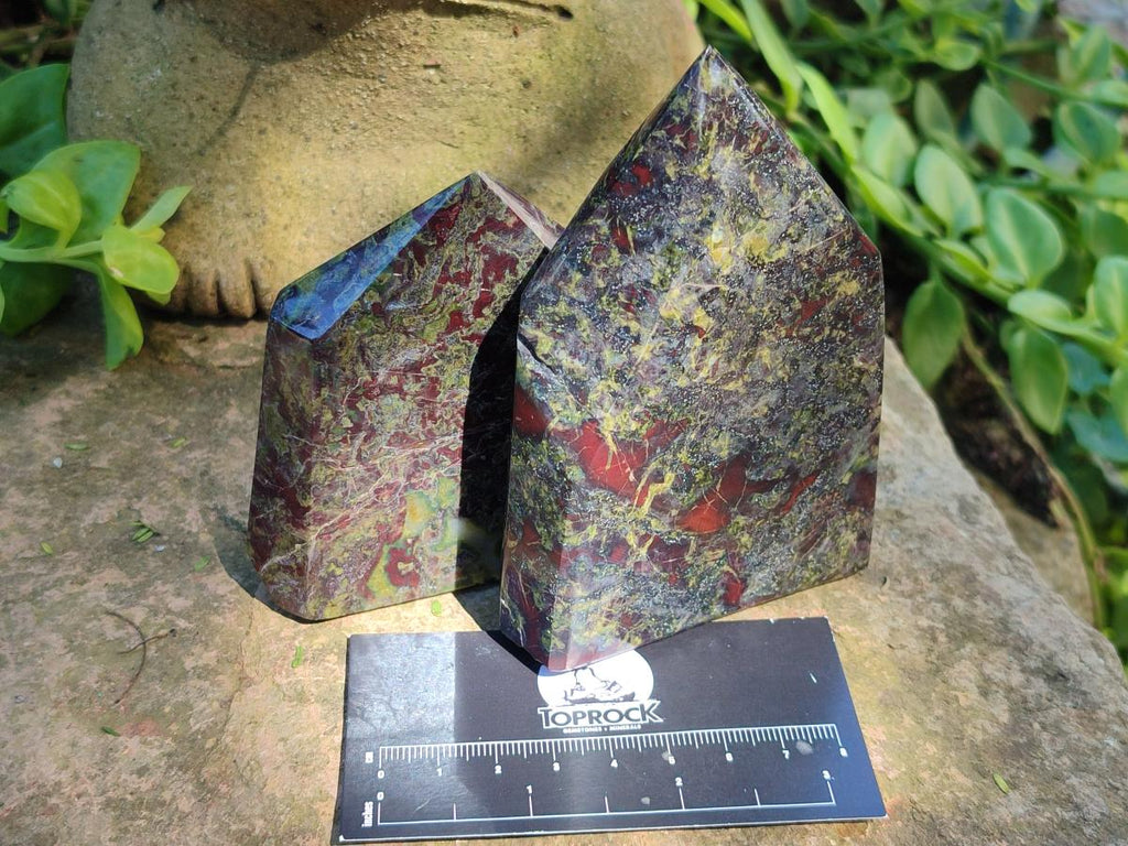 Polished Bastite Dragonsblood Stone Display Crystals x 3 From Tshipise, South Africa - Toprock Gemstones and Minerals 