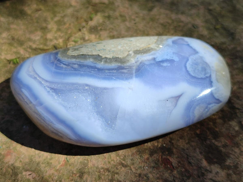 Polished Blue Lace Agate Standing Free Forms x 3 From Nsanje, Malawi - Toprock Gemstones and Minerals 