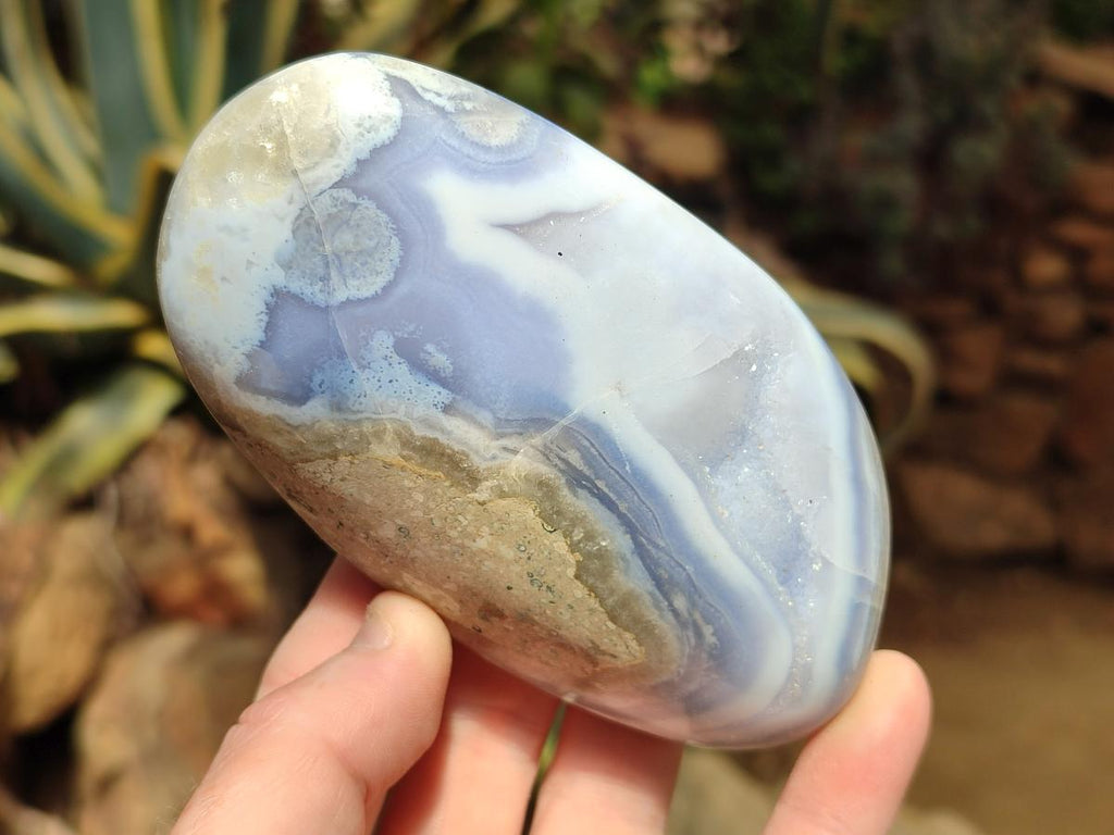 Polished Blue Lace Agate Standing Free Forms x 3 From Nsanje, Malawi - Toprock Gemstones and Minerals 