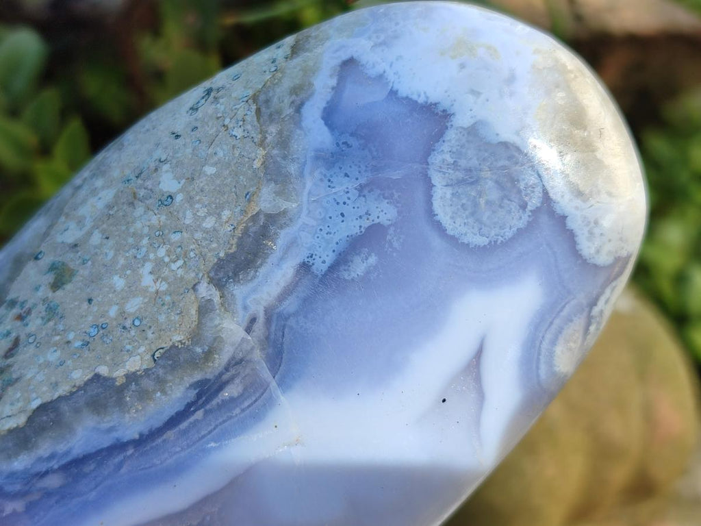 Polished Blue Lace Agate Standing Free Forms x 3 From Nsanje, Malawi - Toprock Gemstones and Minerals 