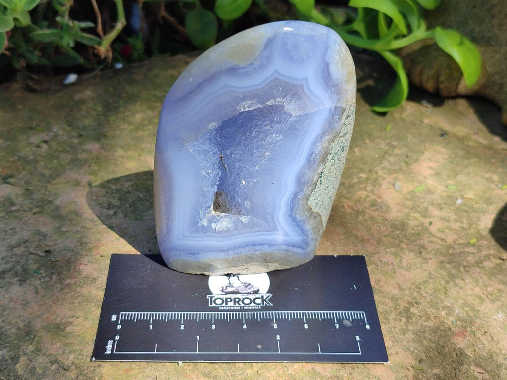 Polished Blue Lace Agate Standing Free Forms x 3 From Nsanje, Malawi - Toprock Gemstones and Minerals 