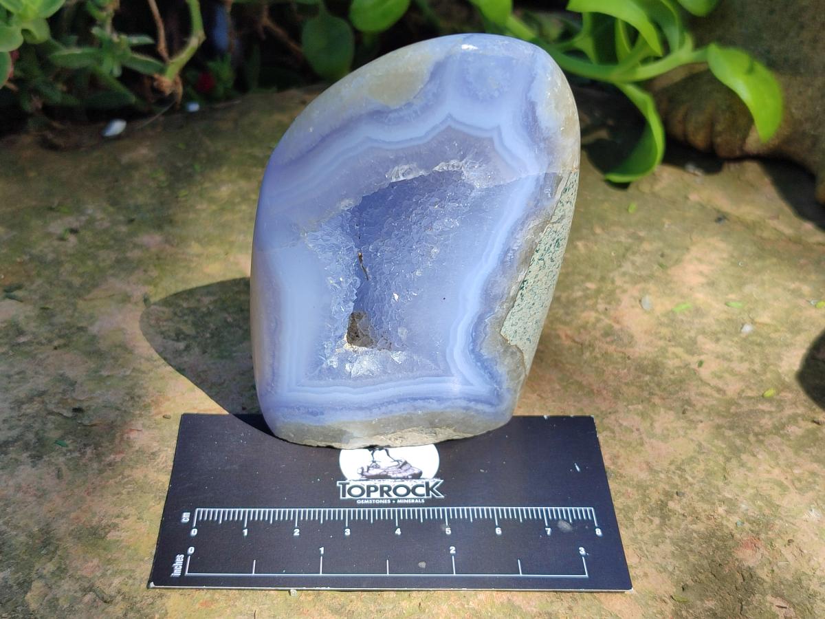 Polished Blue Lace Agate Standing Free Forms x 3 From Nsanje, Malawi - Toprock Gemstones and Minerals 