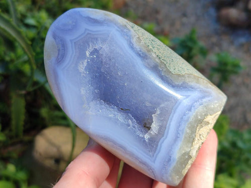 Polished Blue Lace Agate Standing Free Forms x 3 From Nsanje, Malawi - Toprock Gemstones and Minerals 