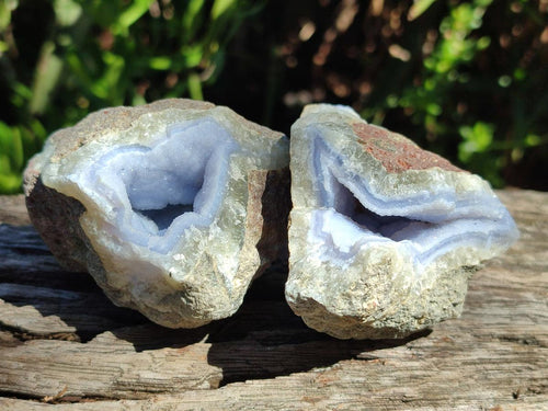 Natural Blue Lace Agate Geode Specimens x 6 From Nsanje, Malawi - Toprock Gemstones and Minerals 