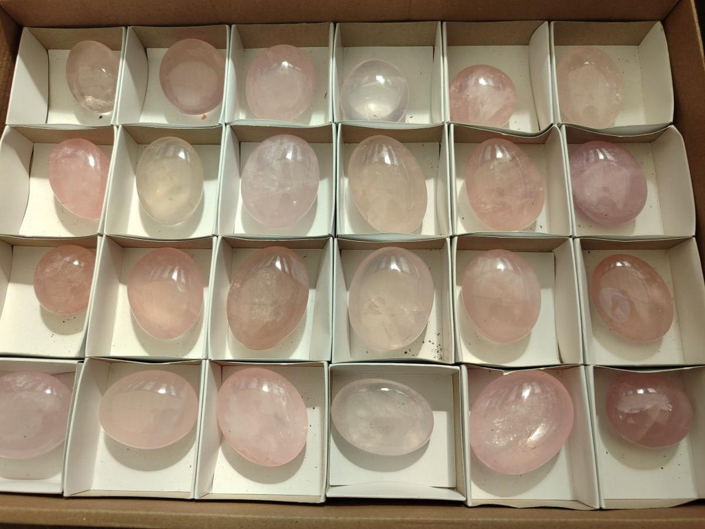 Polished Gemmy Rose Quartz Palm Stones x 24 From Madagascar - Toprock Gemstones and Minerals 