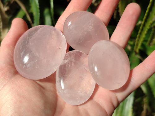 Polished Gemmy Rose Quartz Palm Stones x 24 From Madagascar - Toprock Gemstones and Minerals 