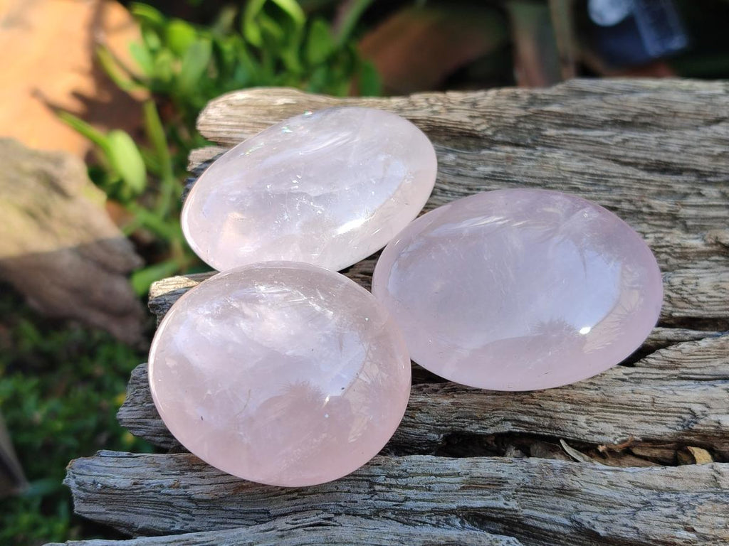 Polished Gemmy Rose Quartz Palm Stones x 24 From Madagascar - Toprock Gemstones and Minerals 