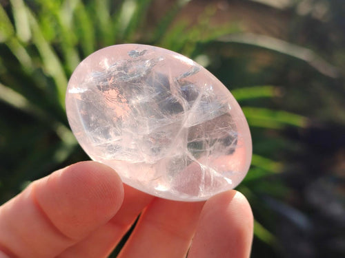 Polished Gemmy Rose Quartz Palm Stones x 24 From Madagascar - Toprock Gemstones and Minerals 