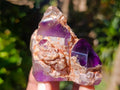 Polished Clear Quartz Crystals and Window Amethyst x 3 From Madagascar - Toprock Gemstones and Minerals 