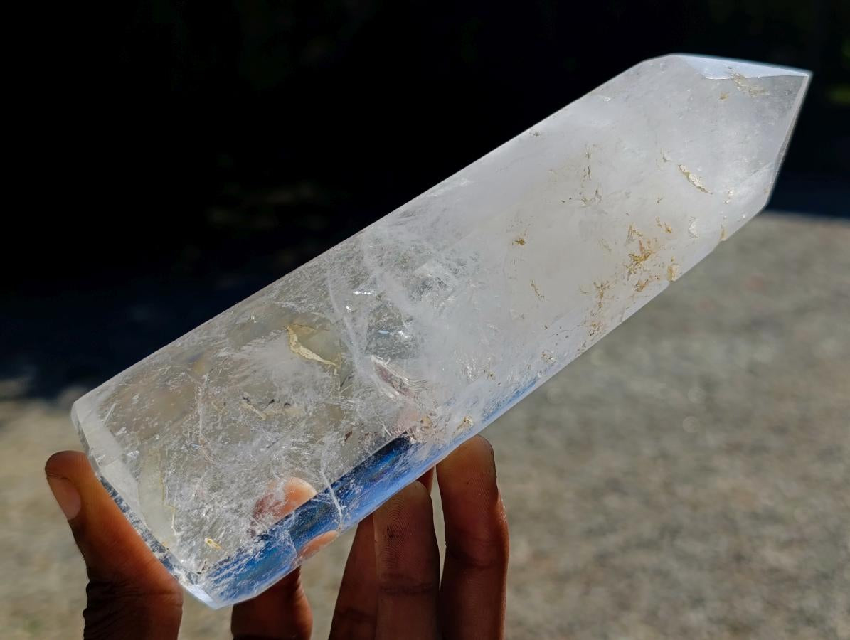 Polished Clear Quartz Crystals and Window Amethyst x 3 From Madagascar - Toprock Gemstones and Minerals 