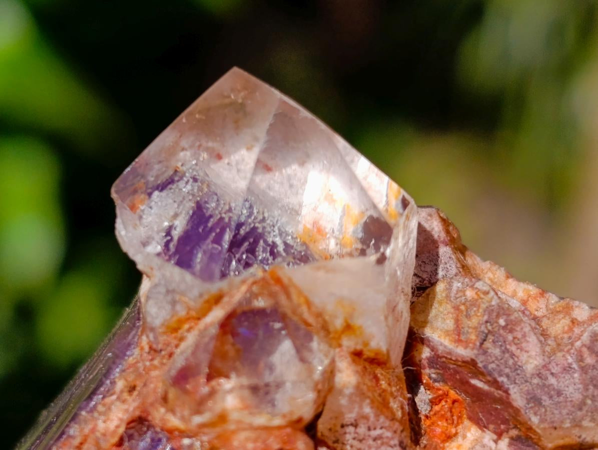 Polished Clear Quartz Crystals and Window Amethyst x 3 From Madagascar - Toprock Gemstones and Minerals 