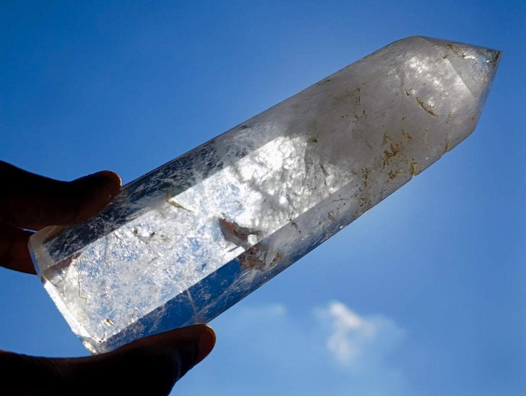 Polished Clear Quartz Crystals and Window Amethyst x 3 From Madagascar - Toprock Gemstones and Minerals 