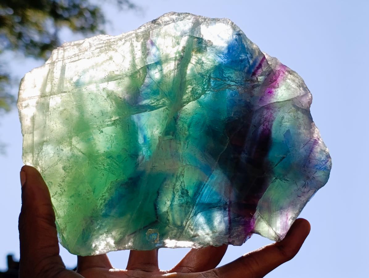 Polished On One Side Watermelon Fluorite Specimens x 2 From Uis, Namibia - Toprock Gemstones and Minerals 