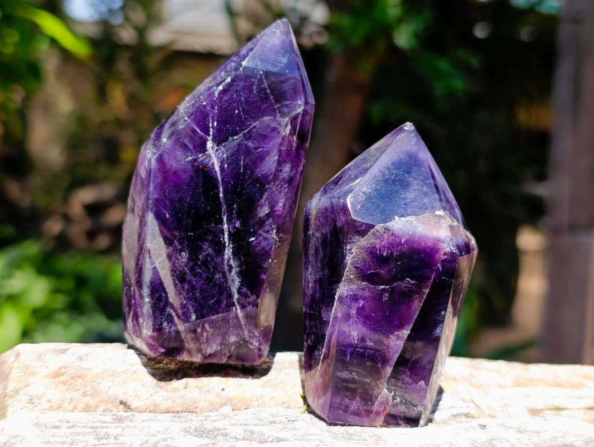 Polished Chevron Amethyst Crystals x 6 From Madagascar - Toprock Gemstones and Minerals 