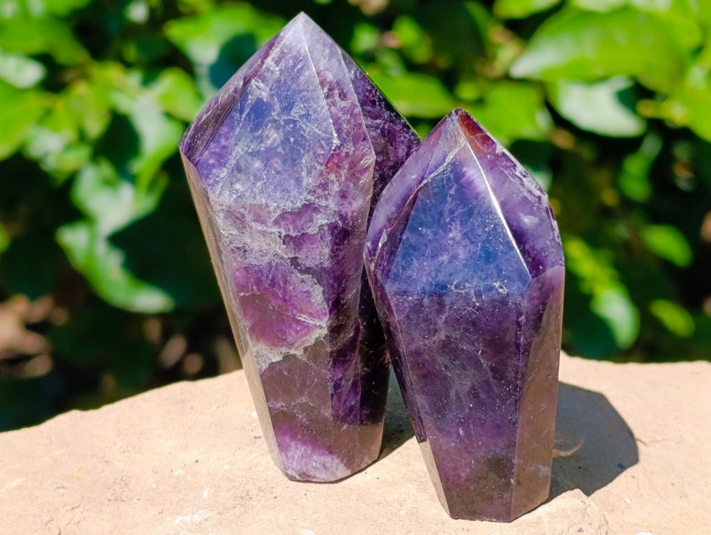 Polished Chevron Amethyst Crystals x 6 From Madagascar - Toprock Gemstones and Minerals 