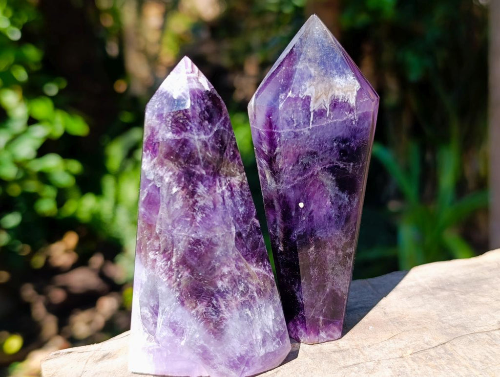 Polished Chevron Amethyst Crystals x 6 From Madagascar - Toprock Gemstones and Minerals 