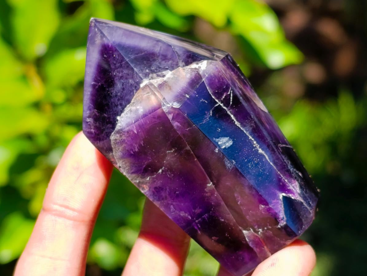 Polished Chevron Amethyst Crystals x 6 From Madagascar - Toprock Gemstones and Minerals 