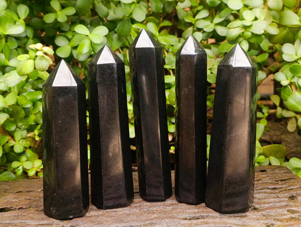 Polished Black Basalt Display Crystals x 5 From Madagascar - Toprock Gemstones and Minerals 