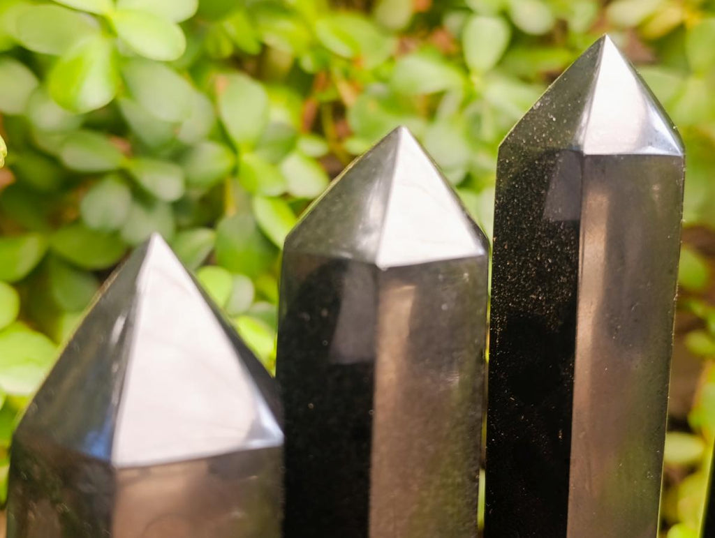 Polished Black Basalt Display Crystals x 5 From Madagascar - Toprock Gemstones and Minerals 