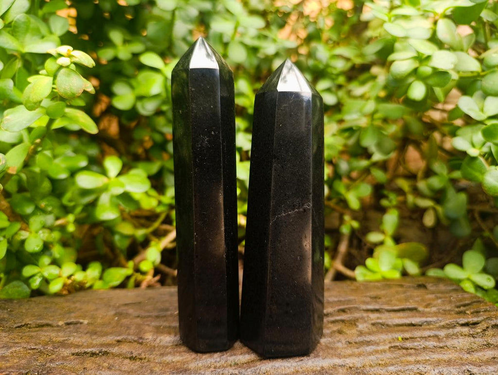 Polished Black Basalt Display Crystals x 5 From Madagascar - Toprock Gemstones and Minerals 