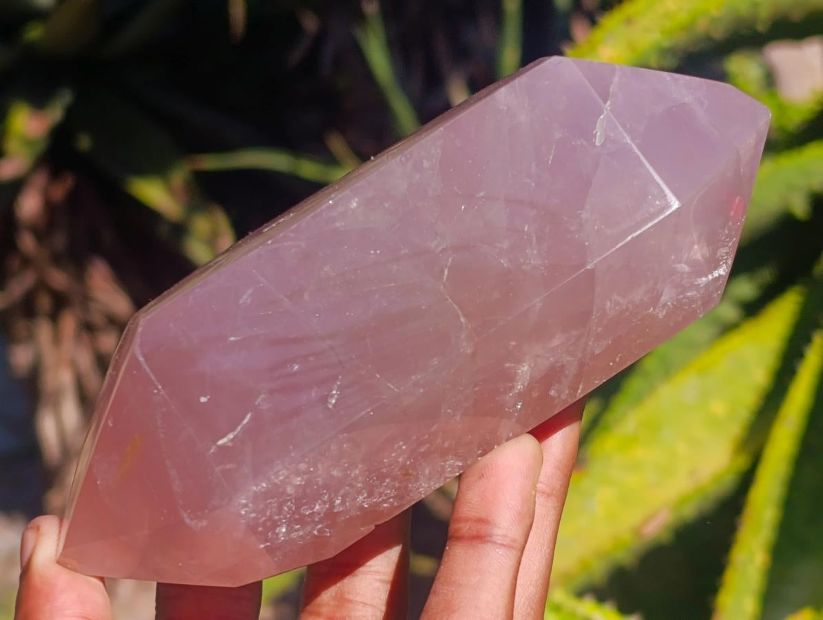 Polished Double Terminated Gemmy Rose Quartz Crystals x 6 From Madagascar - Toprock Gemstones and Minerals 