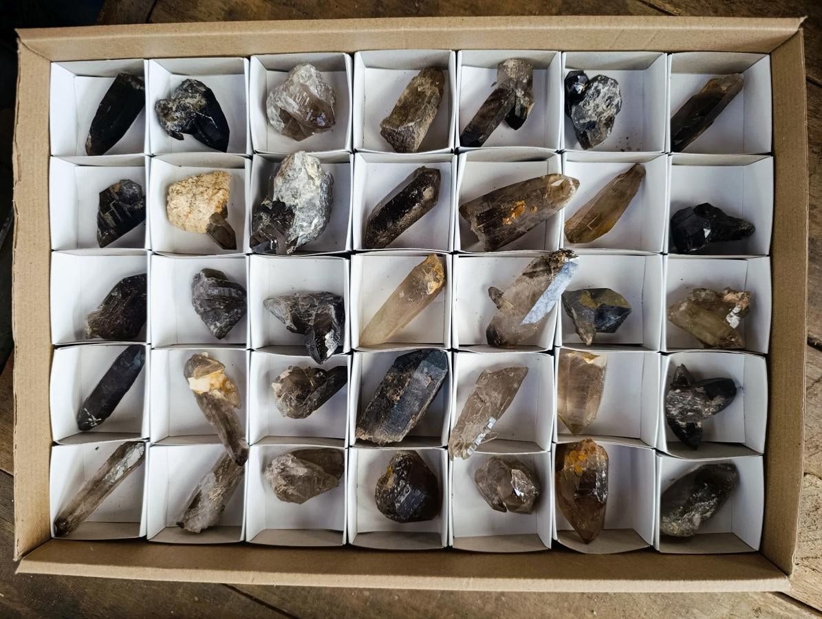 Natural Smokey Quartz Crystals x 35 From Mulanje, Malawi - Toprock Gemstones and Minerals 