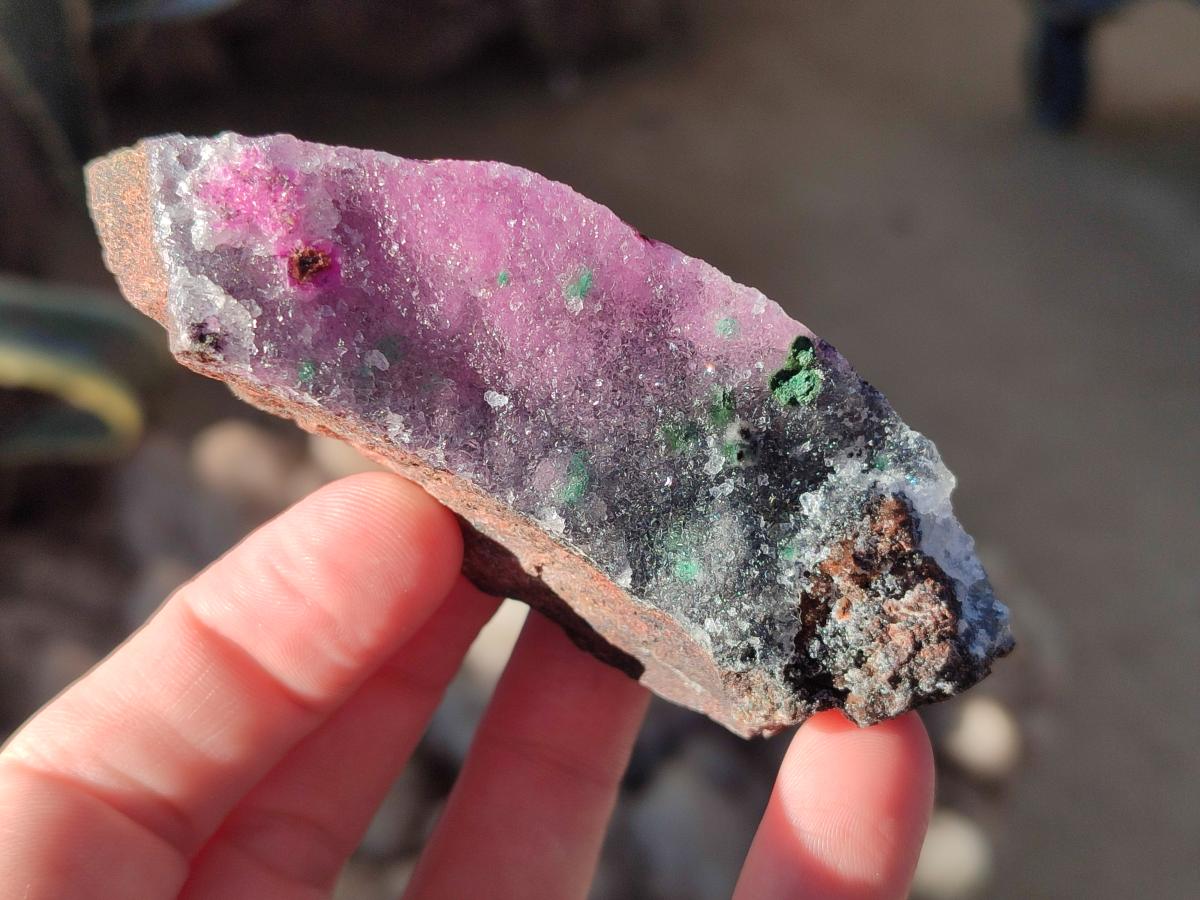 Natural Drusy Salrose Cobaltoan Dolomite with Malachite x 6 From Kakanda, Congo - Toprock Gemstones and Minerals 