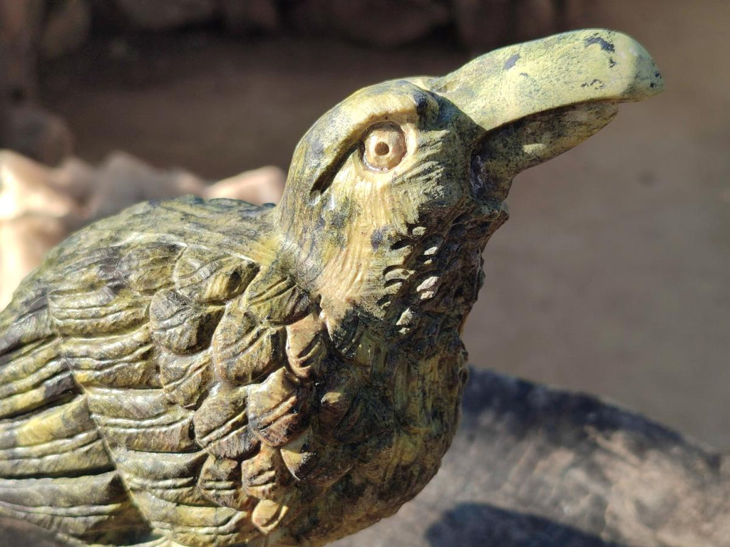 Hand Made Leopard Stone Raven Carving x 1 From Nyanga, Zimbabwe - Toprock Gemstones and Minerals 