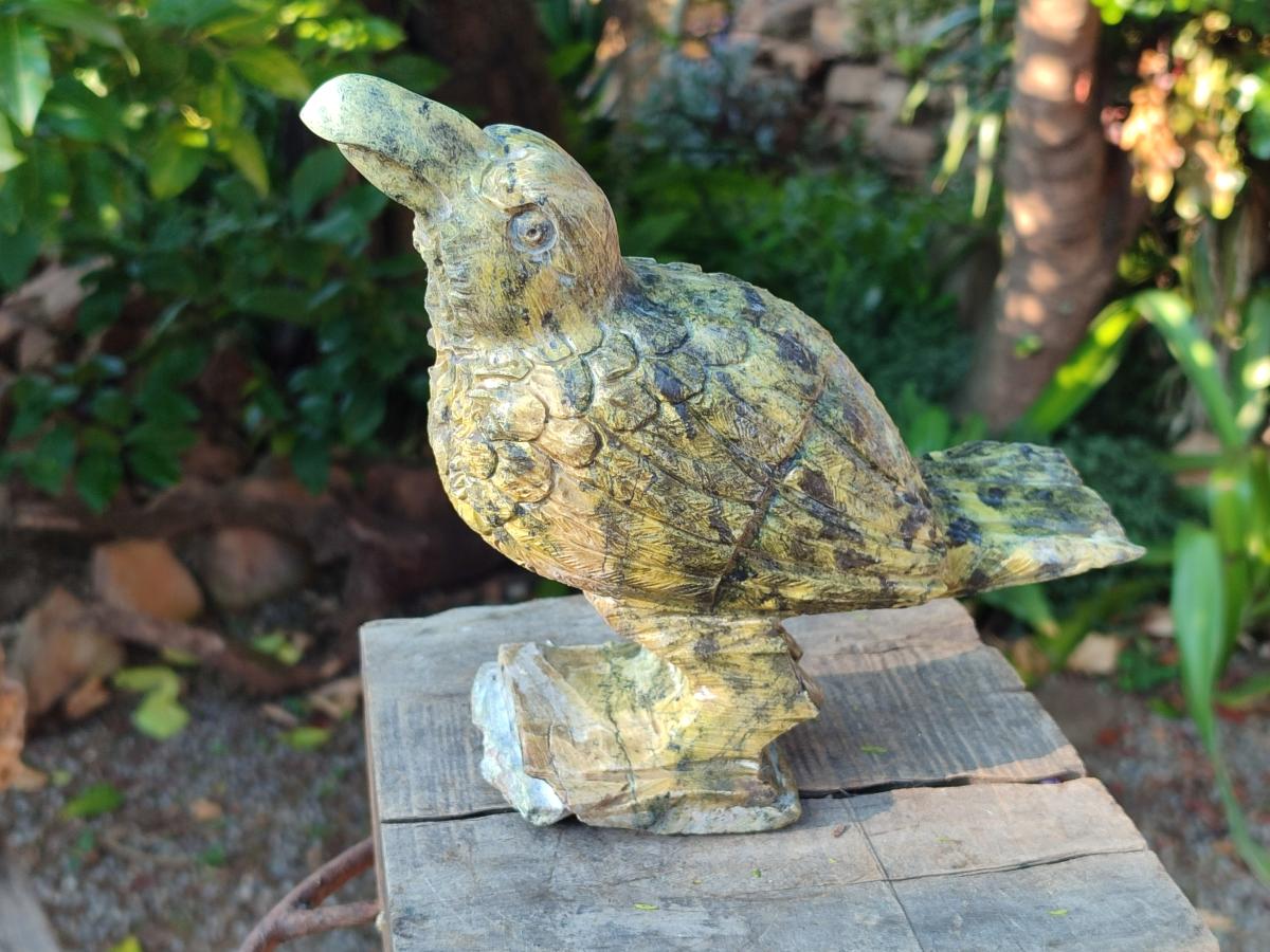 Hand Made Leopard Stone Raven Carving x 1 From Nyanga, Zimbabwe - Toprock Gemstones and Minerals 