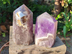 Polished Chevron Amethyst Crystals x 2 From Madagascar - Toprock Gemstones and Minerals 