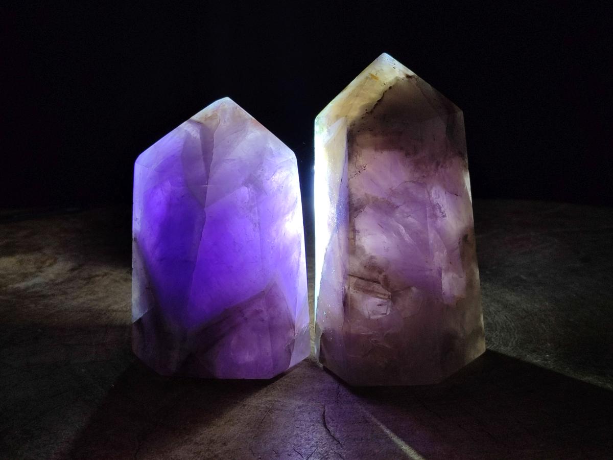 Polished Chevron Amethyst Crystals x 2 From Madagascar - Toprock Gemstones and Minerals 