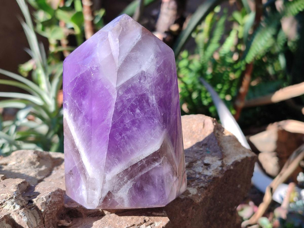 Polished Chevron Amethyst Crystals x 2 From Madagascar - Toprock Gemstones and Minerals 