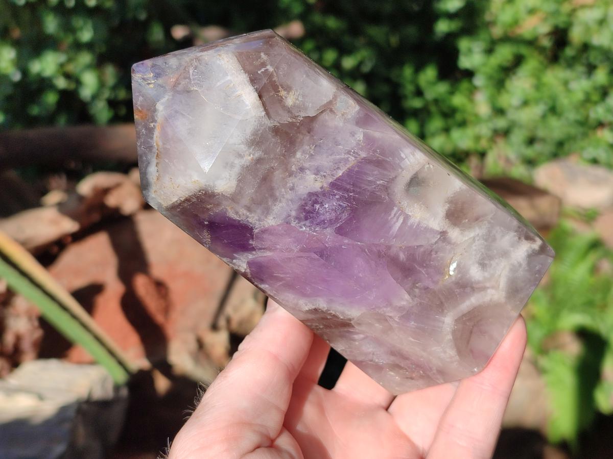 Polished Chevron Amethyst Crystals x 2 From Madagascar - Toprock Gemstones and Minerals 