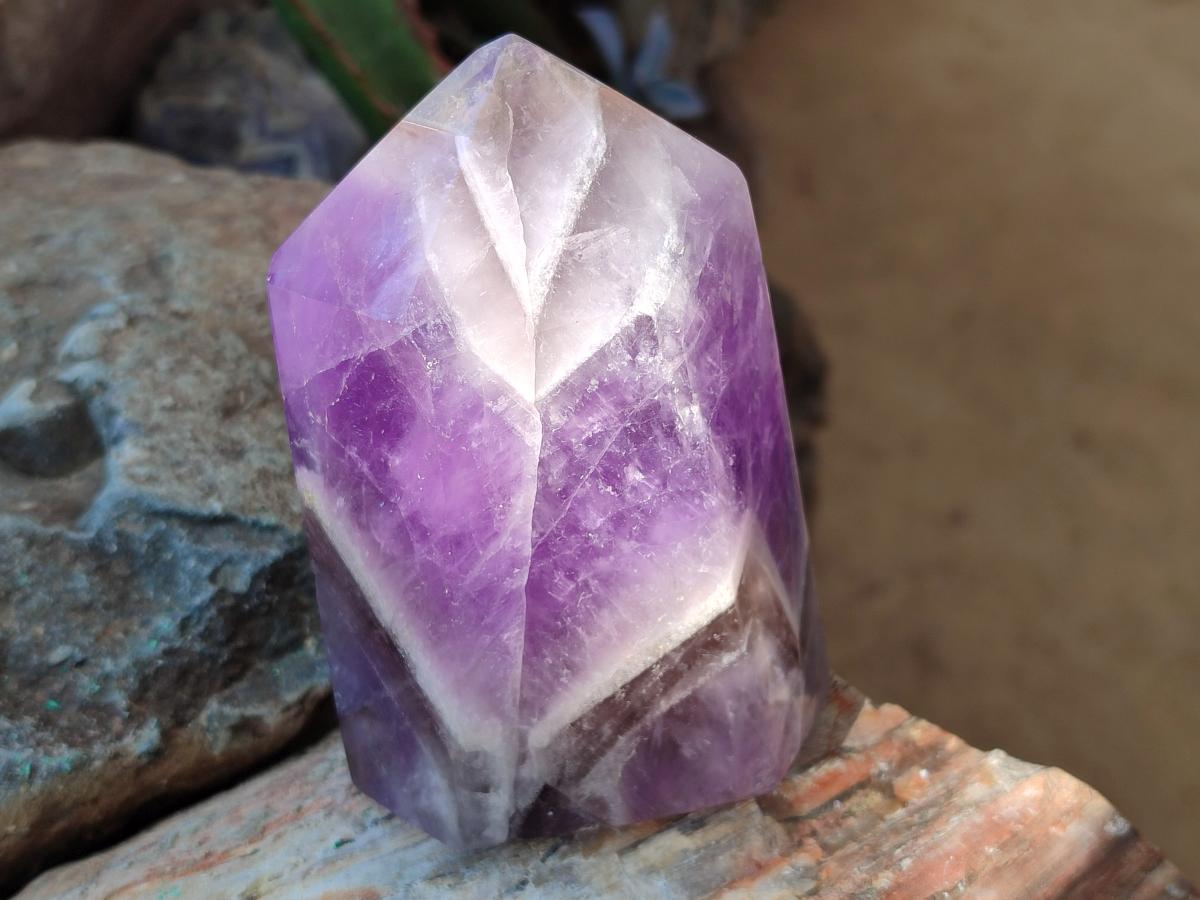 Polished Chevron Amethyst Crystals x 2 From Madagascar - Toprock Gemstones and Minerals 