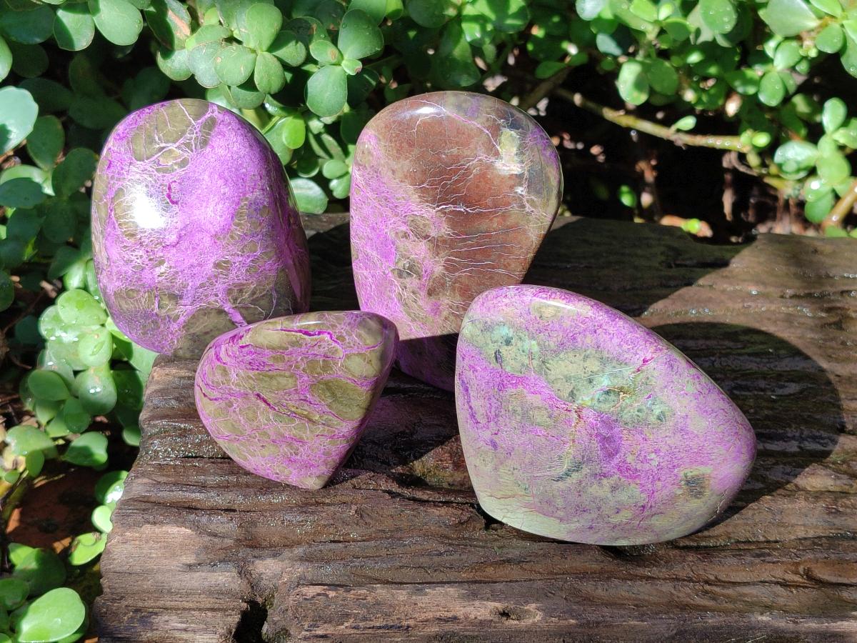 Polished Stichtite Standing Display Free Forms x 4 From Barberton, South Africa - Toprock Gemstones and Minerals 