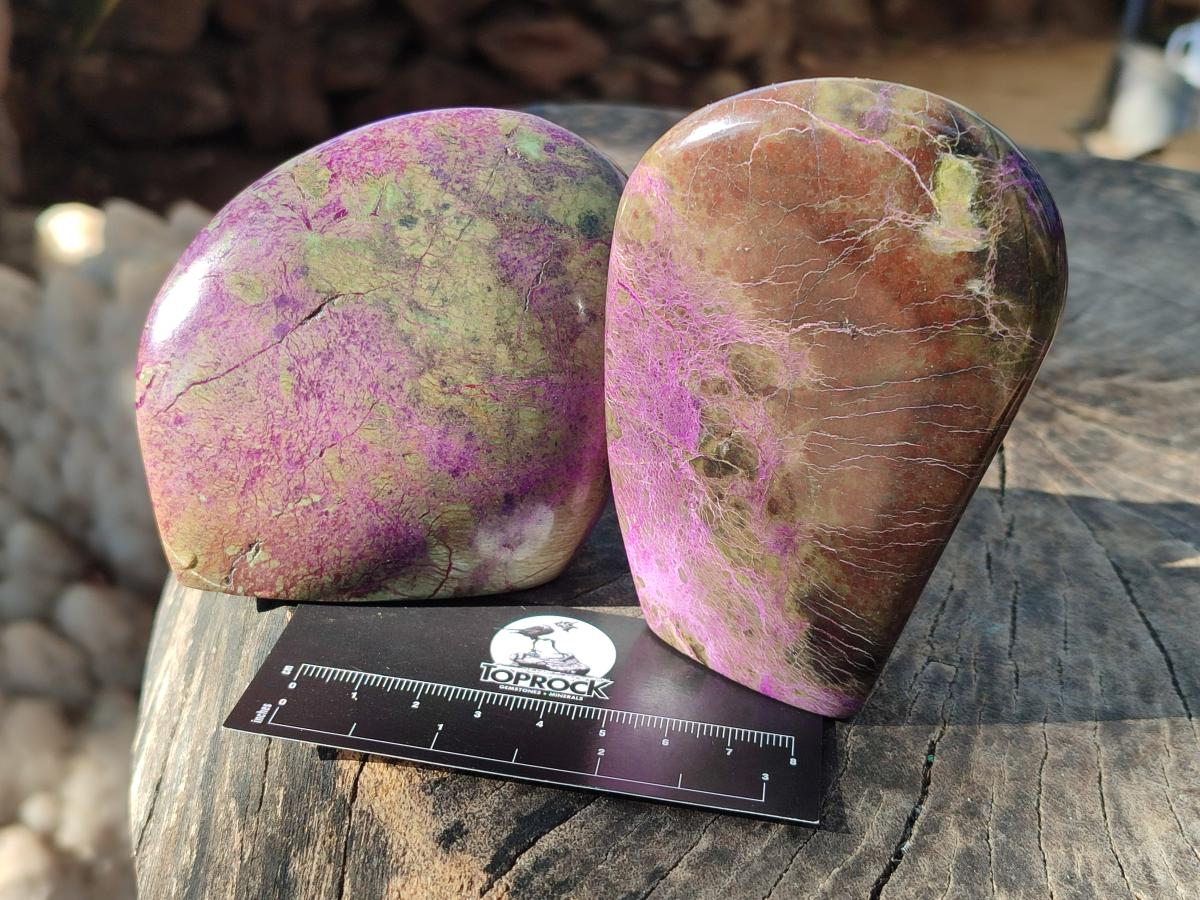 Polished Stichtite Standing Display Free Forms x 4 From Barberton, South Africa - Toprock Gemstones and Minerals 
