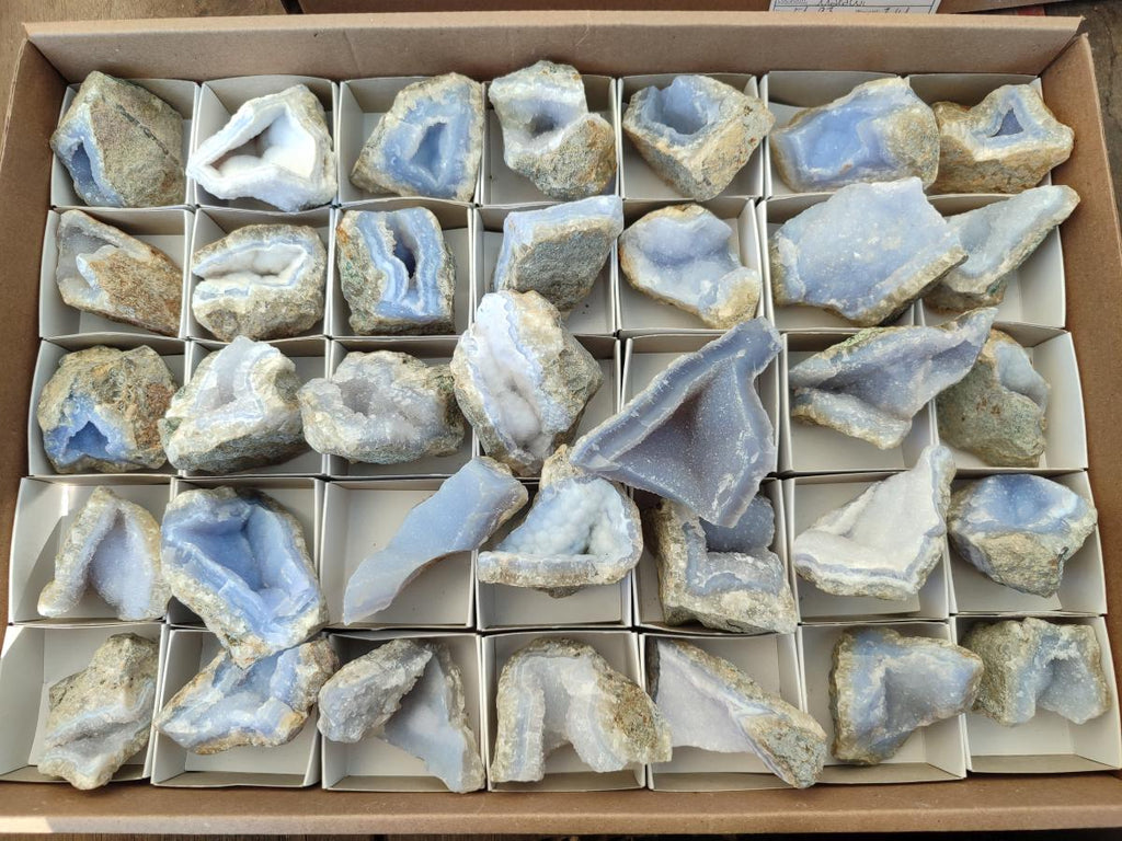 Natural Blue Lace Agate Geode Specimens x 35 From Nsanje, Malawi - Toprock Gemstones and Minerals 