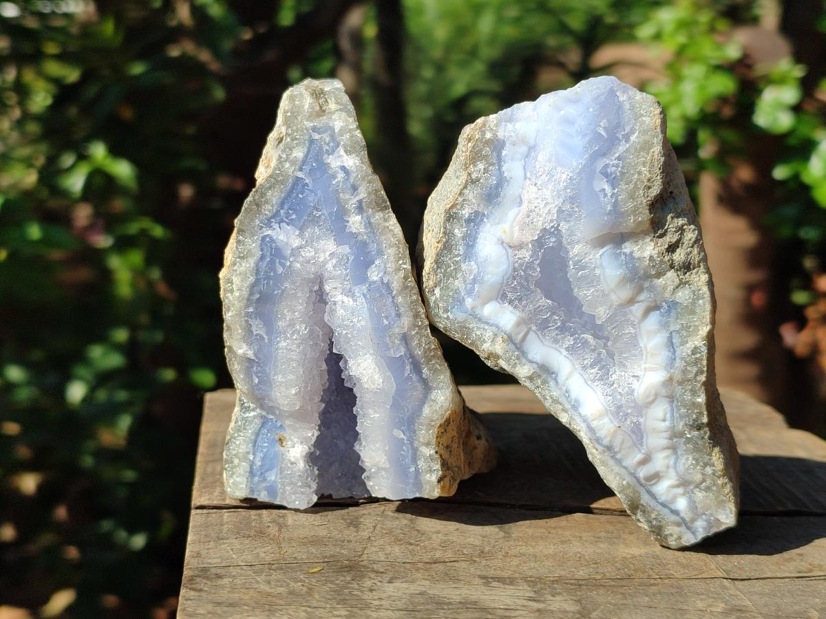 Natural Large Blue Lace Agate Geode Specimens x 6 From Nsanje, Malawi - Toprock Gemstones and Minerals 
