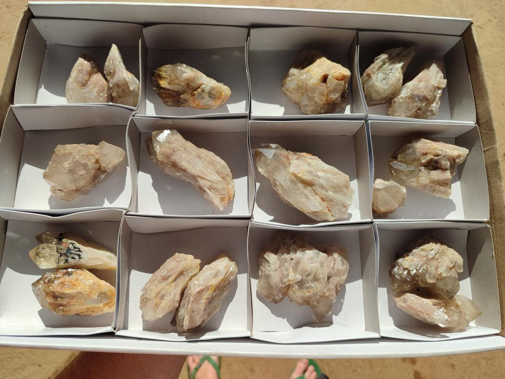 Natural Smokey Cascading Phantom Quartz Clusters x 18 From Luena, Congo - Toprock Gemstones and Minerals 