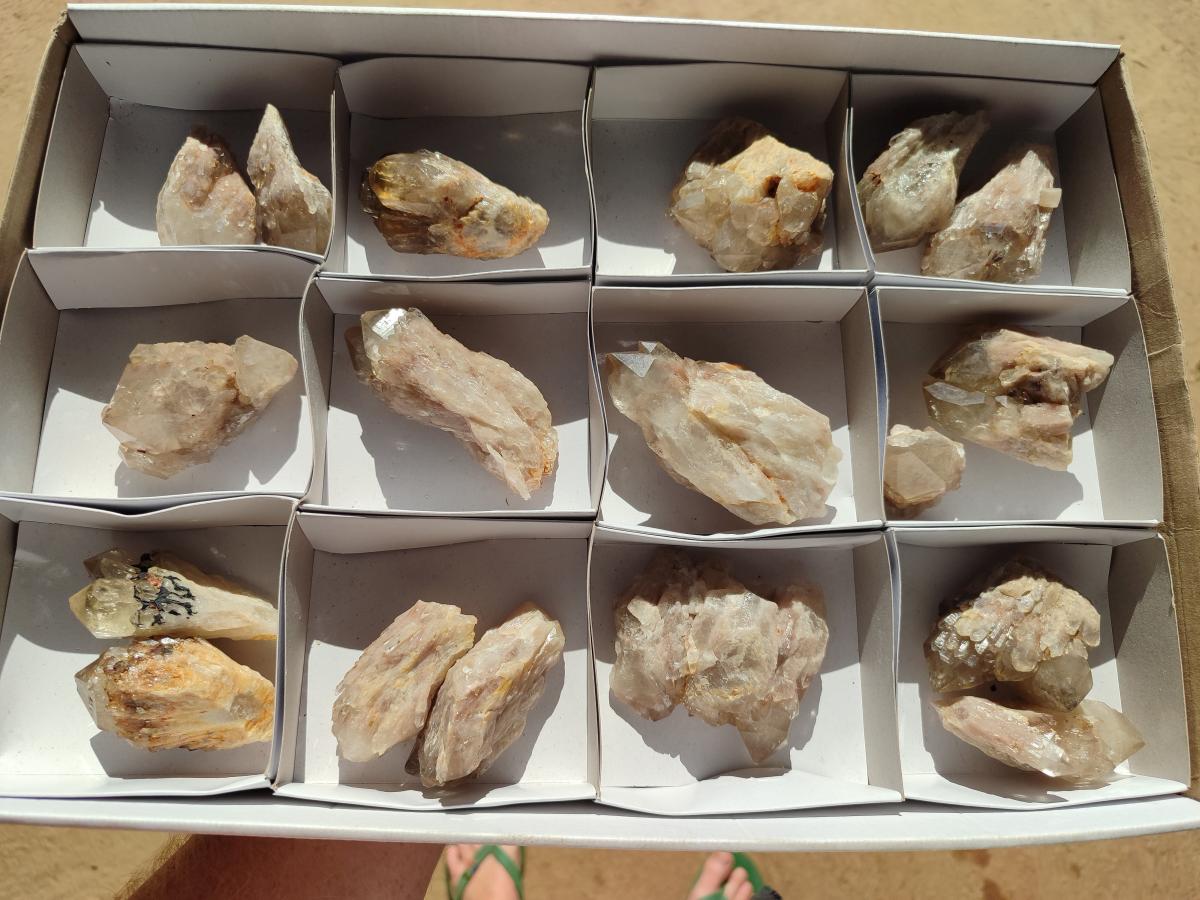 Natural Smokey Cascading Phantom Quartz Clusters x 18 From Luena, Congo - Toprock Gemstones and Minerals 