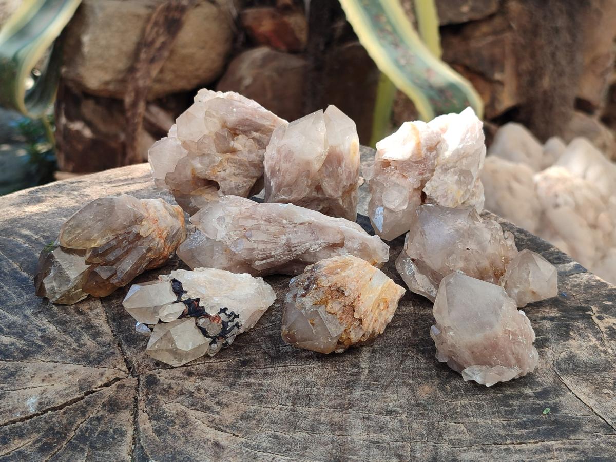 Natural Smokey Cascading Phantom Quartz Clusters x 18 From Luena, Congo - Toprock Gemstones and Minerals 